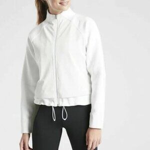 ATHLETA *Flawed* White Break Out Reflective Full Zip Breathable Jacket Large